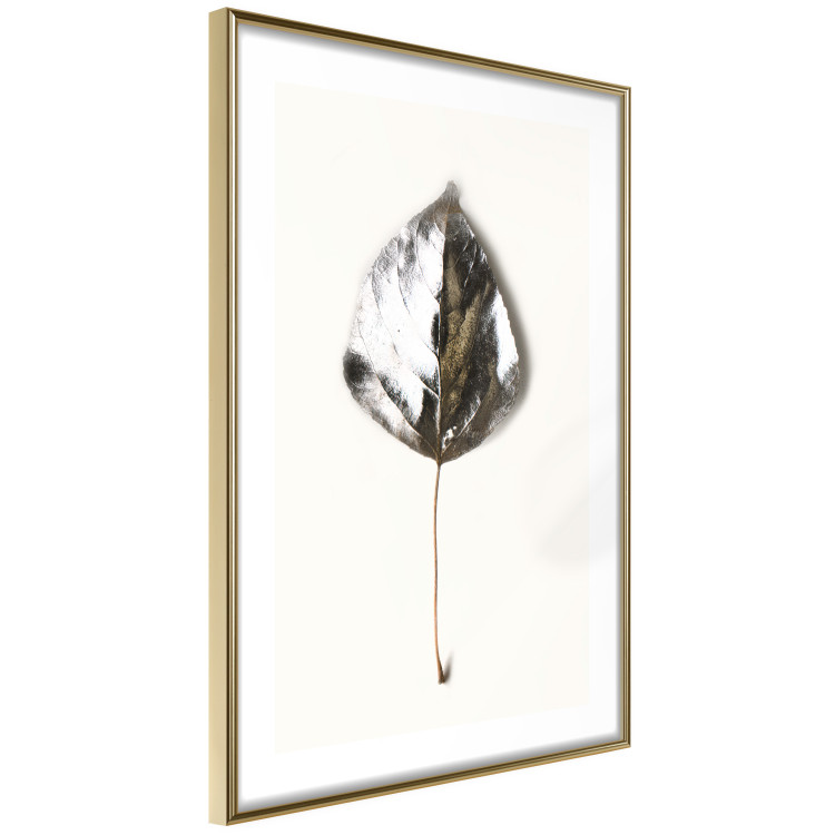 Wall Poster Winter Jewel - leaf from a plant covered in silver lying on white background 124951 additionalImage 6