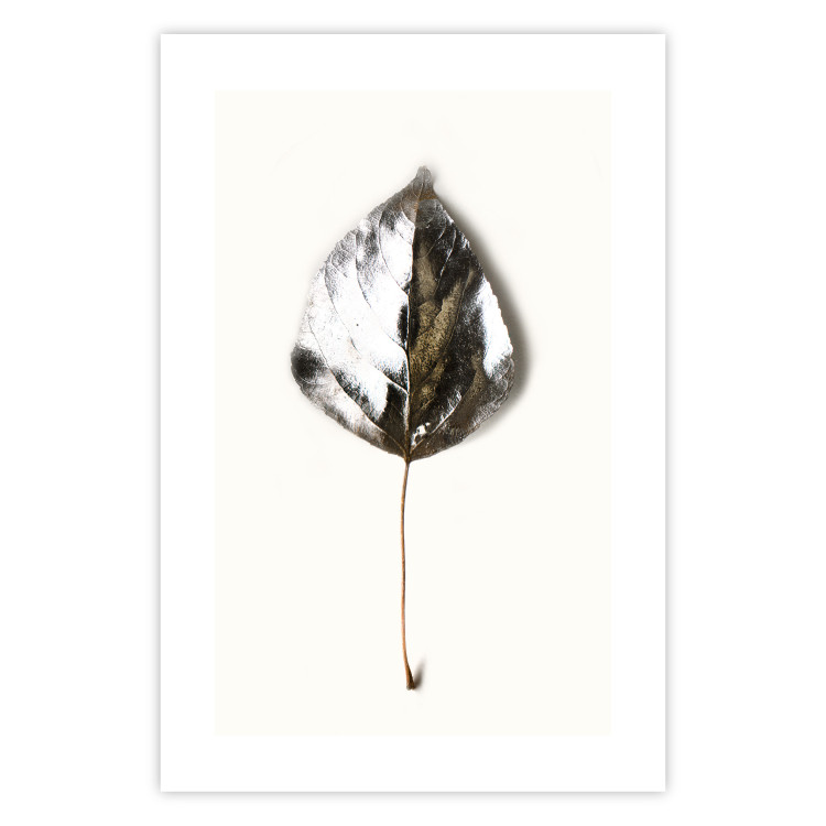 Wall Poster Winter Jewel - leaf from a plant covered in silver lying on white background 124951 additionalImage 19