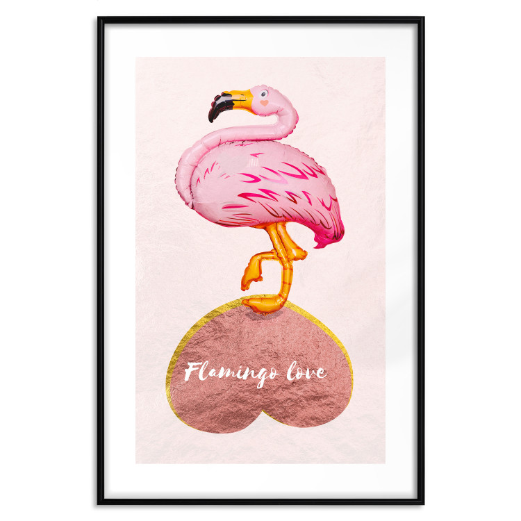 Poster Lovestruck Flamingo - pink bird and English text on a pastel background 125451 additionalImage 19