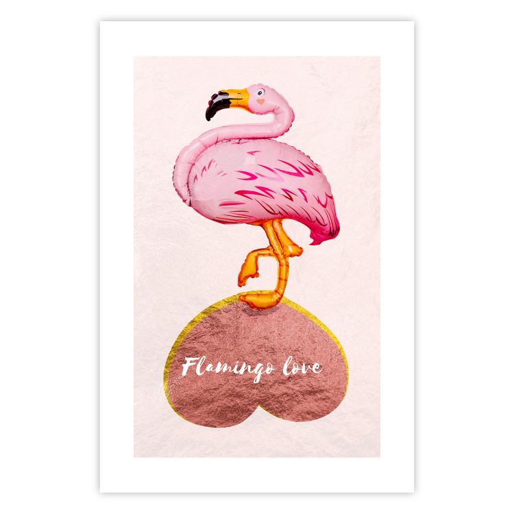 Poster Lovestruck Flamingo - pink bird and English text on a pastel background 125451 additionalImage 15
