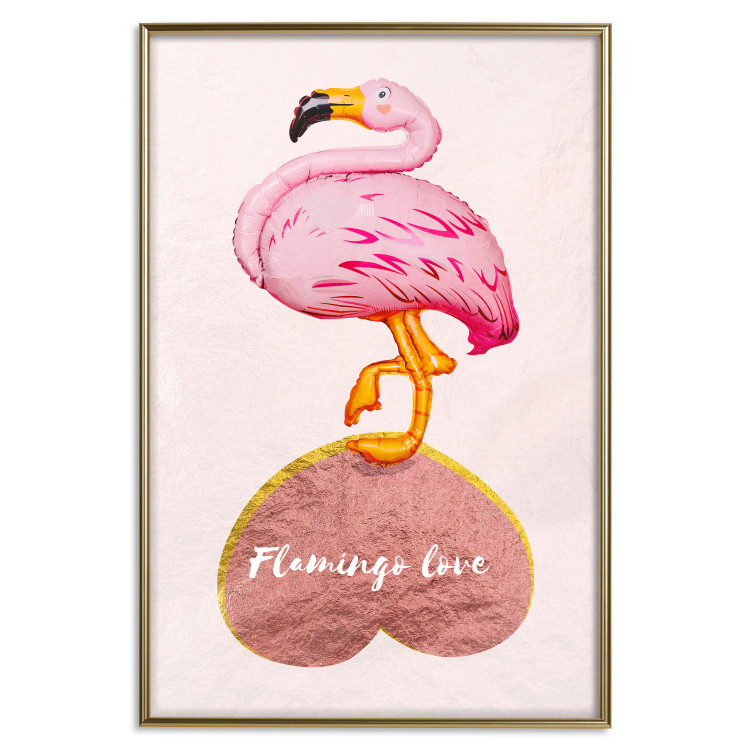 Poster Lovestruck Flamingo - pink bird and English text on a pastel background 125451 additionalImage 17
