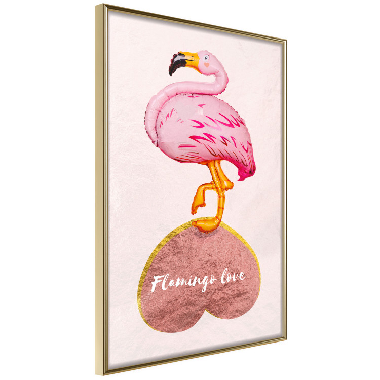 Poster Lovestruck Flamingo - pink bird and English text on a pastel background 125451 additionalImage 12