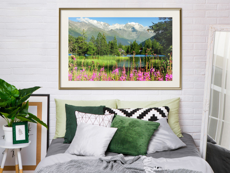 Wall Poster Spring in the Alps - spring landscape of green trees against a lake 126251 additionalImage 22