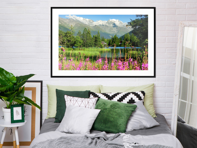 Wall Poster Spring in the Alps - spring landscape of green trees against a lake 126251 additionalImage 23