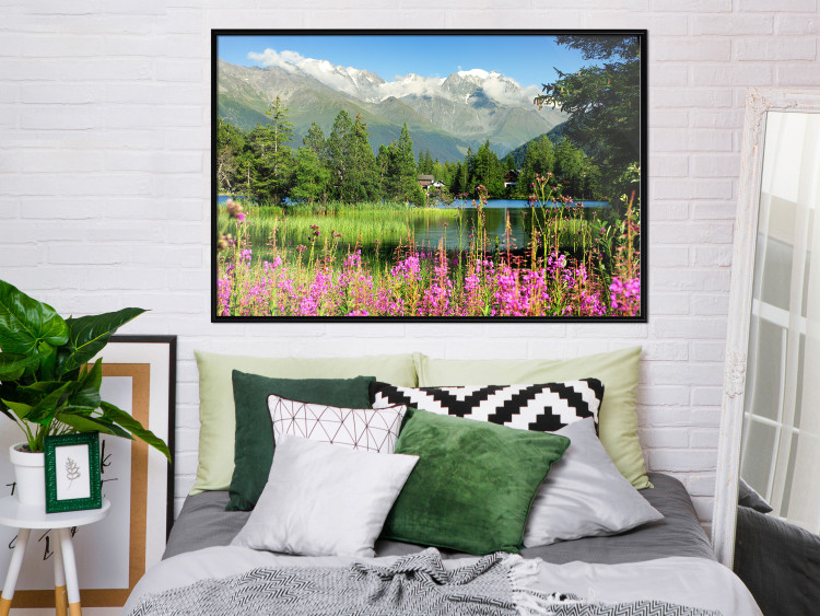 Wall Poster Spring in the Alps - spring landscape of green trees against a lake 126251 additionalImage 6
