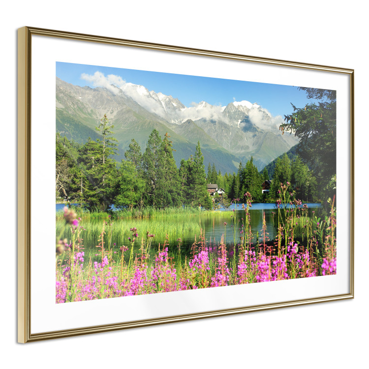 Wall Poster Spring in the Alps - spring landscape of green trees against a lake 126251 additionalImage 9
