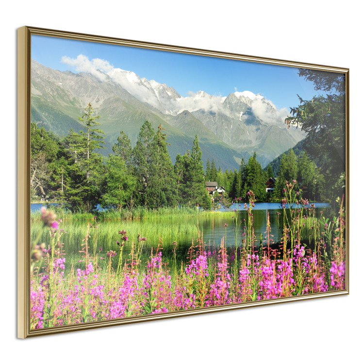Wall Poster Spring in the Alps - spring landscape of green trees against a lake 126251 additionalImage 14