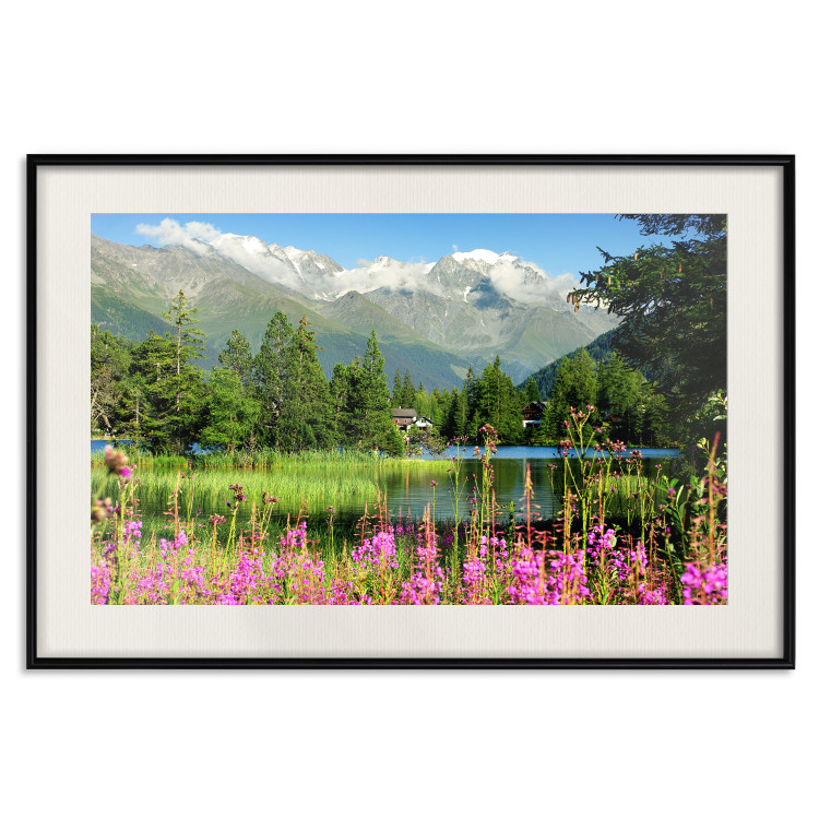 Wall Poster Spring in the Alps - spring landscape of green trees against a lake 126251 additionalImage 19