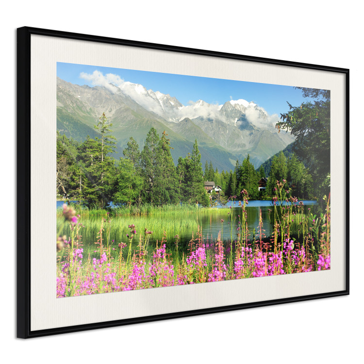 Wall Poster Spring in the Alps - spring landscape of green trees against a lake 126251 additionalImage 2