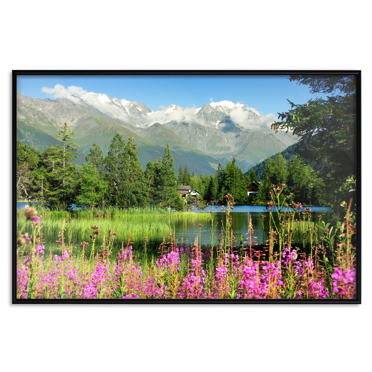 Wall Poster Spring in the Alps - spring landscape of green trees against a lake 126251 additionalImage 18