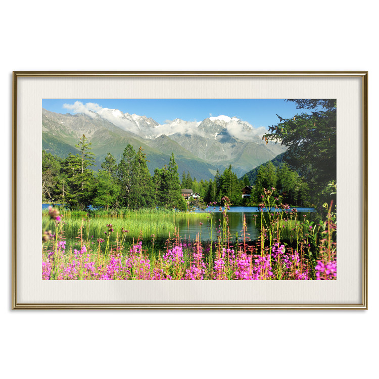 Wall Poster Spring in the Alps - spring landscape of green trees against a lake 126251 additionalImage 20