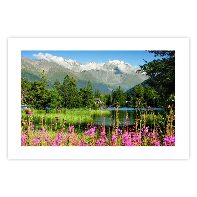 Wall Poster Spring in the Alps - spring landscape of green trees against a lake 126251 additionalImage 25