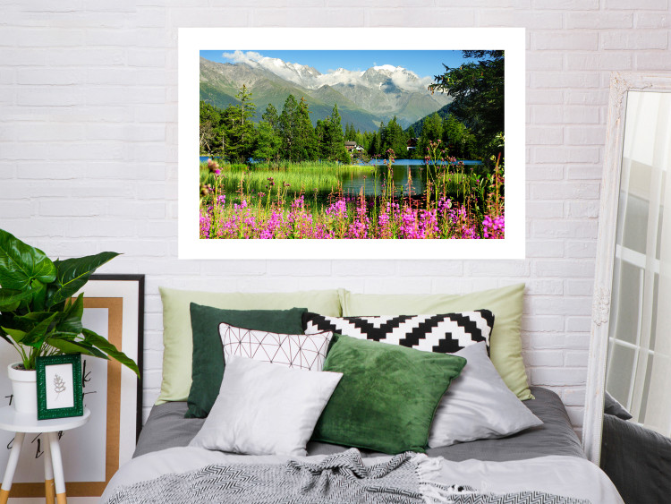 Wall Poster Spring in the Alps - spring landscape of green trees against a lake 126251 additionalImage 5