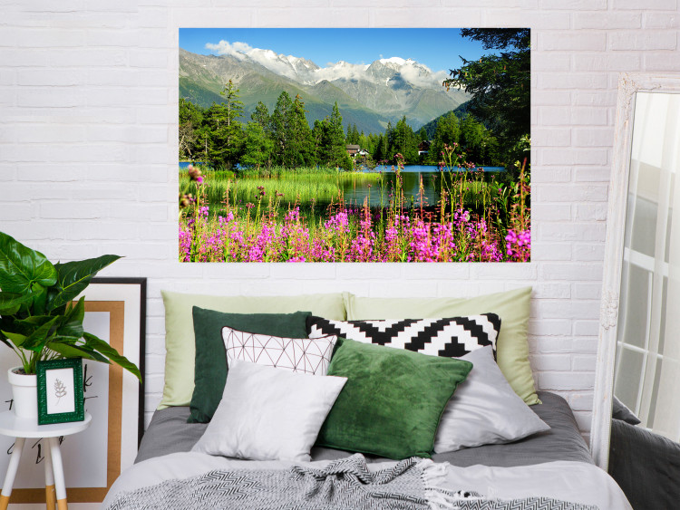 Wall Poster Spring in the Alps - spring landscape of green trees against a lake 126251 additionalImage 4