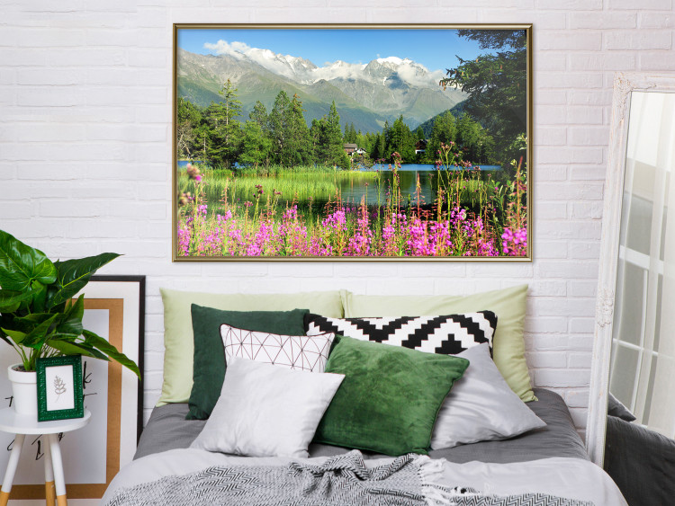 Wall Poster Spring in the Alps - spring landscape of green trees against a lake 126251 additionalImage 7
