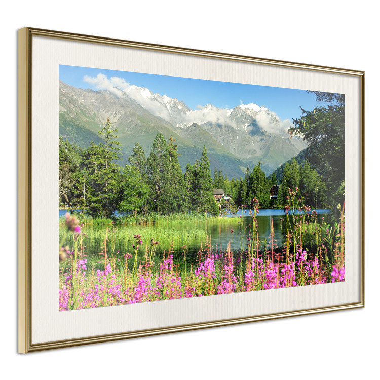 Wall Poster Spring in the Alps - spring landscape of green trees against a lake 126251 additionalImage 3