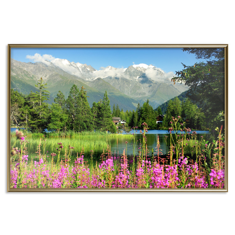 Wall Poster Spring in the Alps - spring landscape of green trees against a lake 126251 additionalImage 21