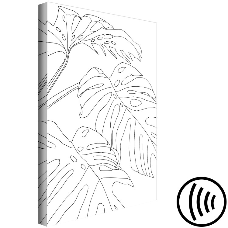 Canvas Three monstera leaves - black leaves contours on a white background 128351 additionalImage 6