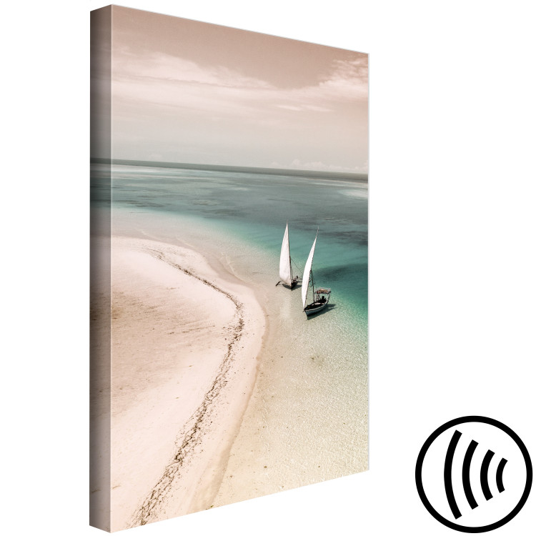 Canvas Print Romantic Coast (1-part) vertical - seascape with sailboats 129451 additionalImage 6