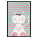 Wall Poster Striped Kitty - animal with a heart on turquoise striped wall 129551 additionalThumb 18