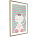 Wall Poster Striped Kitty - animal with a heart on turquoise striped wall 129551 additionalThumb 9