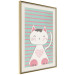 Wall Poster Striped Kitty - animal with a heart on turquoise striped wall 129551 additionalThumb 3