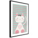 Wall Poster Striped Kitty - animal with a heart on turquoise striped wall 129551 additionalThumb 8