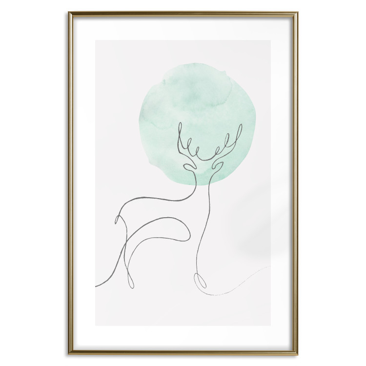 Wall Poster Moon Line - line art of a deer against an abstract moon background 131851 additionalImage 14