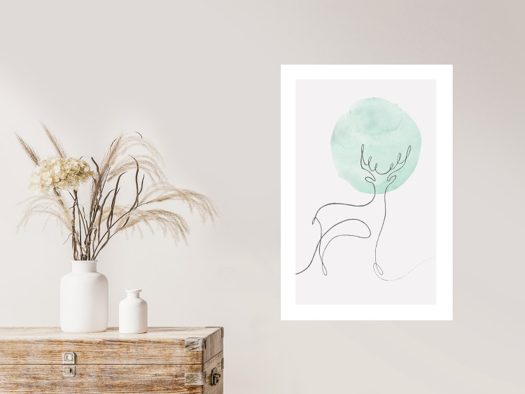Wall Poster Moon Line - line art of a deer against an abstract moon background 131851 additionalImage 3