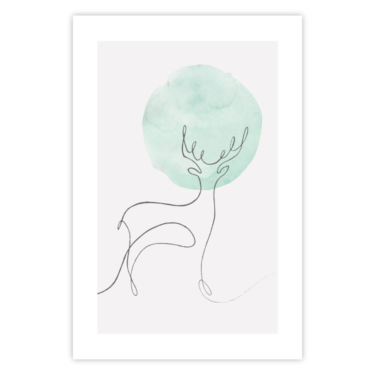 Wall Poster Moon Line - line art of a deer against an abstract moon background 131851 additionalImage 19