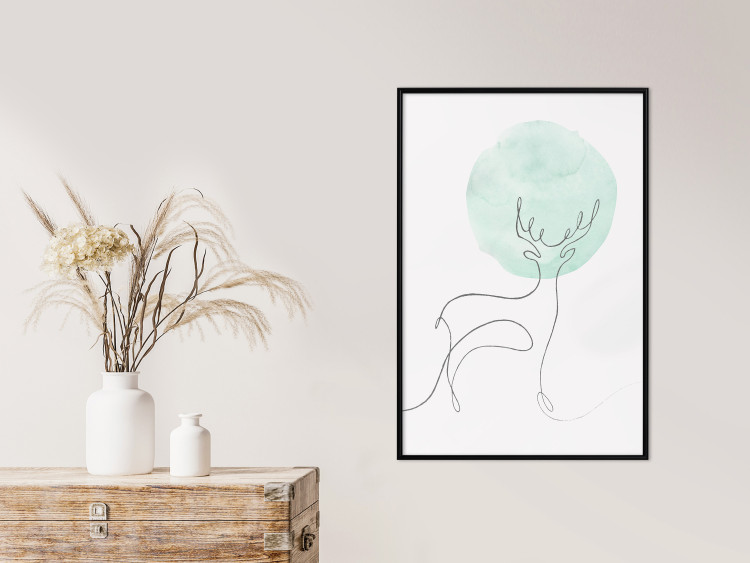 Wall Poster Moon Line - line art of a deer against an abstract moon background 131851 additionalImage 4