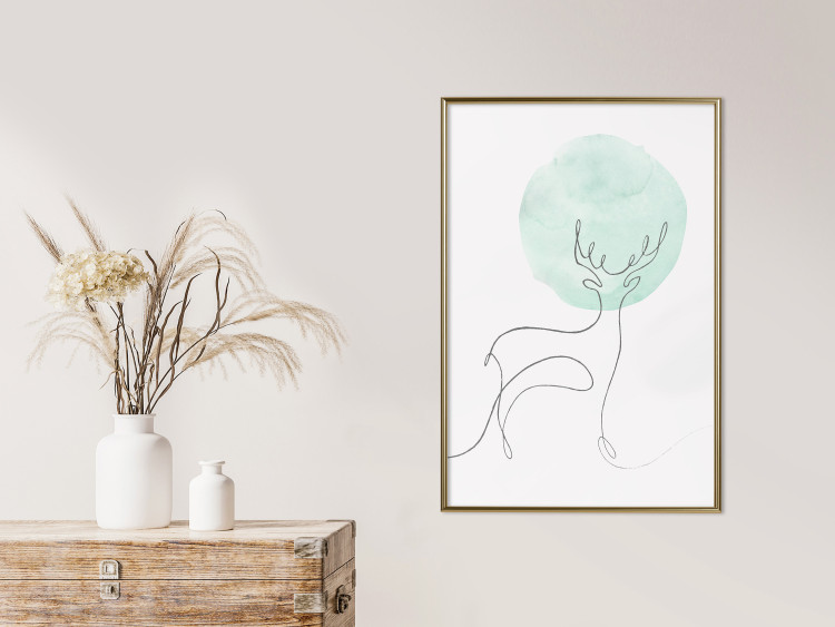 Wall Poster Moon Line - line art of a deer against an abstract moon background 131851 additionalImage 5