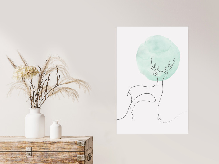 Wall Poster Moon Line - line art of a deer against an abstract moon background 131851 additionalImage 2
