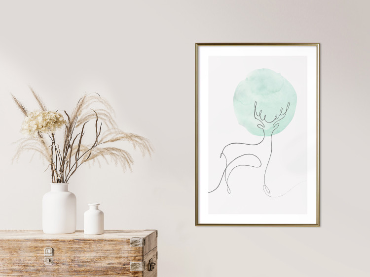 Wall Poster Moon Line - line art of a deer against an abstract moon background 131851 additionalImage 13