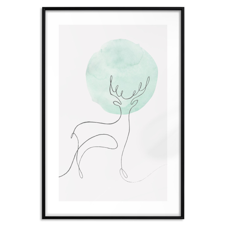 Wall Poster Moon Line - line art of a deer against an abstract moon background 131851 additionalImage 15