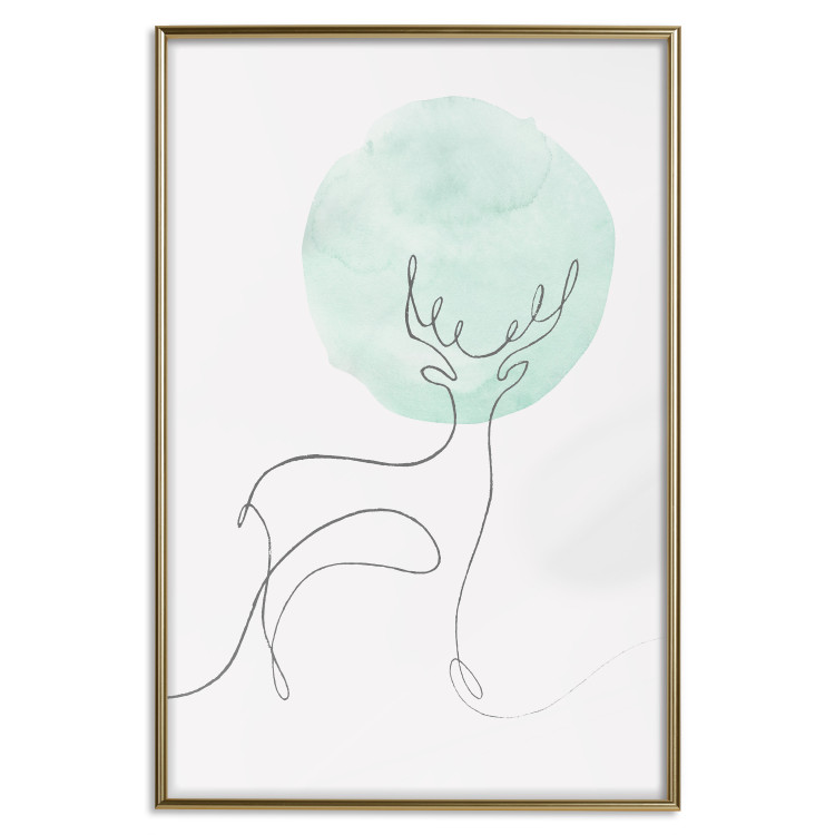 Wall Poster Moon Line - line art of a deer against an abstract moon background 131851 additionalImage 17