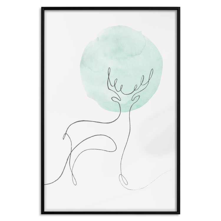 Wall Poster Moon Line - line art of a deer against an abstract moon background 131851 additionalImage 16