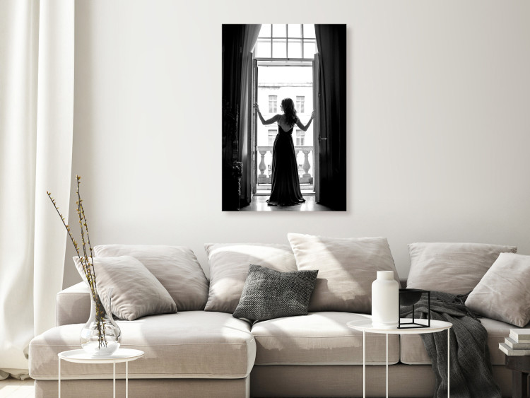 Canvas Woman in window - black and white photograph with woman silhouette 132251 additionalImage 3
