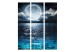 Room Separator Blue Lagoon (3-piece) - full moon in the night sky 132551 additionalThumb 3