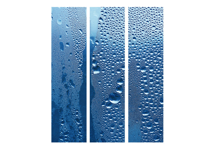 Room Divider Water drops on blue glass (3-piece) - blue composition 132651 additionalImage 3