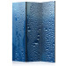 Room Divider Water drops on blue glass (3-piece) - blue composition 132651