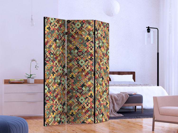 Room Divider Rainbow Mosaic (3-piece) - colorful composition in an ethnic pattern 132751 additionalImage 2