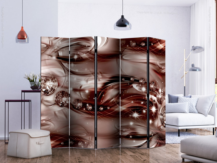 Room Separator Scarlet Shoal II (5-piece) - luxurious abstraction with pearls 133051 additionalImage 2