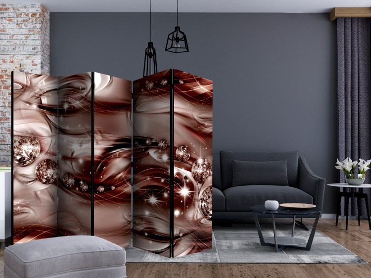 Room Separator Scarlet Shoal II (5-piece) - luxurious abstraction with pearls 133051 additionalImage 4