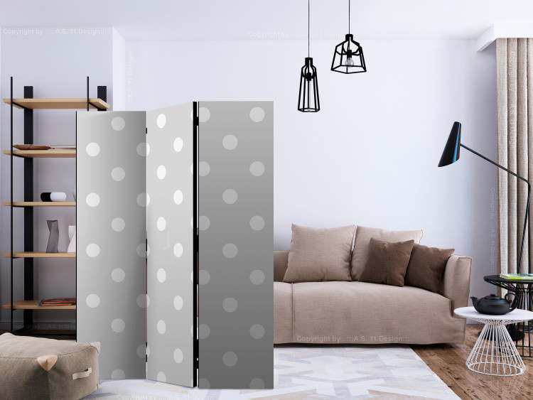 Folding Screen Joyful Polka Dots (3-piece) - simple gray composition in dots 133451 additionalImage 4