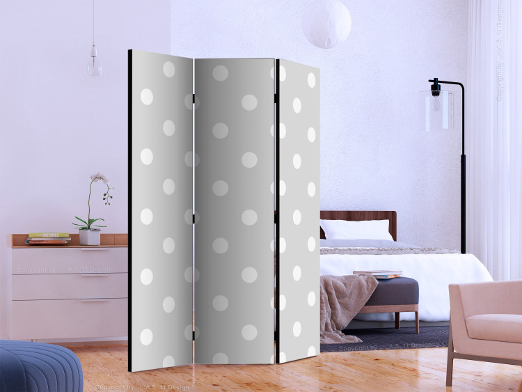 Folding Screen Joyful Polka Dots (3-piece) - simple gray composition in dots 133451 additionalImage 2