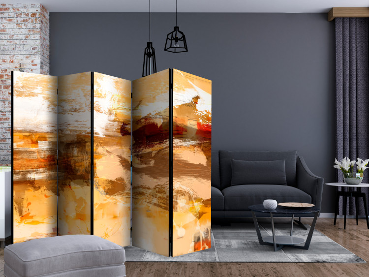 Room Separator Desert Storm II - artistic abstraction in orange color 133751 additionalImage 4