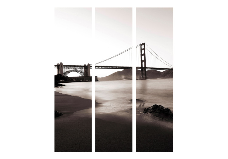 Room Separator San Francisco: Golden Gate Bridge in Black and White - dark landscape 133851 additionalImage 3