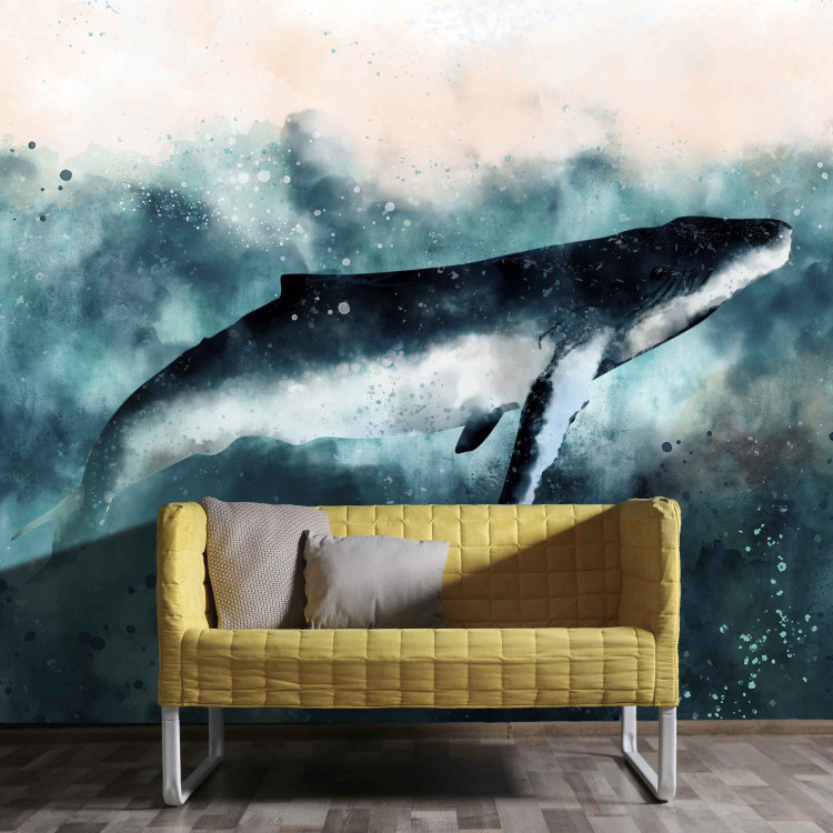 Photo Wallpaper Big fish - fantasy landscape with whale on the background of turquoise ocean 134251 additionalImage 3