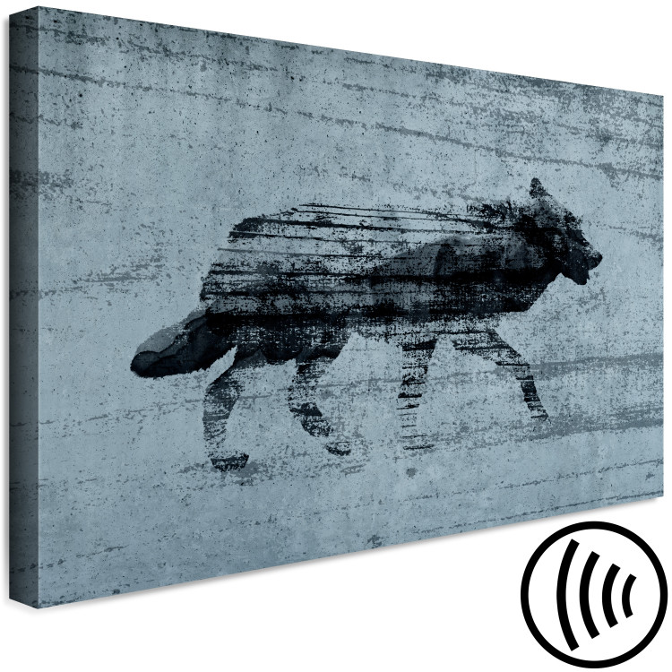 Canvas Print Figure Wolf - Creeping animal on a gray-blue background 134851 additionalImage 6